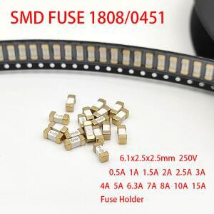 10 개세트 18080451 골드 SMD 느린 블로우 퓨즈 0.5A500mA 1A 1.5A 2A 3A 4A 5A 6.3A 7A 8A 125V250V