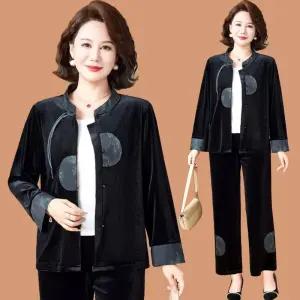 블랙팬서 여성 투피스 가을옷 벨벳 세트 상의 춘추 코트 OPH3