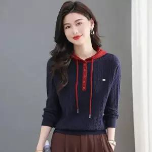 EAMT 니트 여성 후드 빅사이즈 통통 탑 YJ1