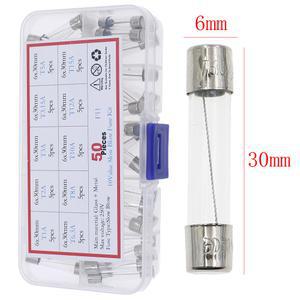 호환 6x30mm 슬로우 블로우 유리관 퓨즈 모듬 박스 키트 50 개, T1A 2A 3A 3 15A 5A 6 3A 8A 10A 12A 15A
