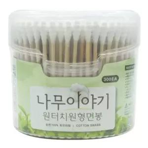 나무이야기 나무스틱원터치원형면봉 300EA_7598 면봉 원터치 종이 원형
