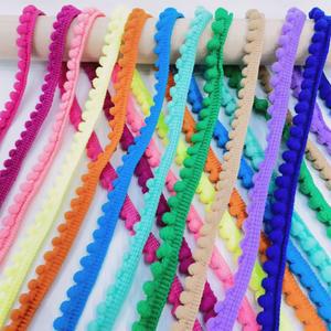 호환 5/10 미터 미니 Pom Pom 트림 볼 프린지 리본 레이스 트림 DIY 바느질 프린지 Pompoms 레이스 베개 커튼 홈 장식 35 색상