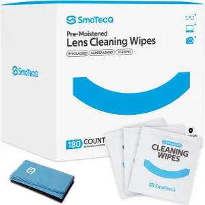 안경용 SmoTecQ 렌즈 물티슈 180개의 개별 포장 청소 2개의 마이크로파이버 천으로 연속적인 마감을