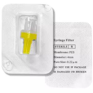 멸균 주사기 필터 친수성 PES 멤브레인 0.22um 기공 크기 직경 4mm 실험실용 여과 포장 10