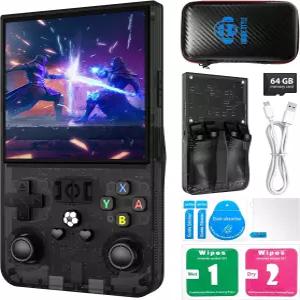 R36TMAX 레트로 핸드헬드 게임 콘솔 4.0인치 720x720 IPS 화면 64GB는 18000개 이상의 클래식 지원 EmuELEC