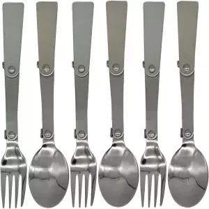 마이다후이 6PCS 접이식 스푼포크 휴대용 캠핑 커틀러리 SUS 18/10 304 스테인리스 스틸 다용도 과일