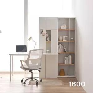 아씨방가구 아이캔 일자형 서재 도어형 책장책상 세트 1600+5단책장