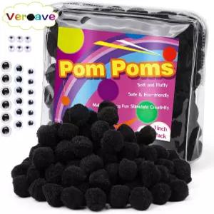 베로브 블랙 폼 공예용 150PCS 1인치 퍼프 볼 예술 및 DIY 아트 크리에이티브 장식용