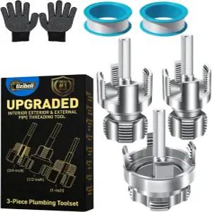 3PCS PVC 파이프 실타래 1/2 3/4 1인치 탄소강 4인치 수도관 렌치 커터 세트 이중 기능 통합 내부 및 외부