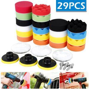 호환 29Pcs 자동차 패드 키트 3 인치 빨 수있는 버핑 패드 스폰지 패드 재사용 가능한 섬유 패드 자동차