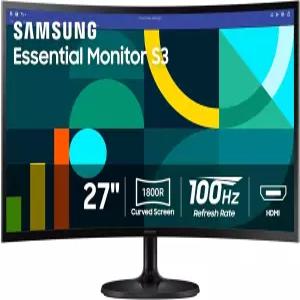 삼성 27인치 에센셜 S3 S36GD 커브드 모니터 - FHD 1800R 스크린 100Hz 세이버 모드 게임 HDMI D-서브