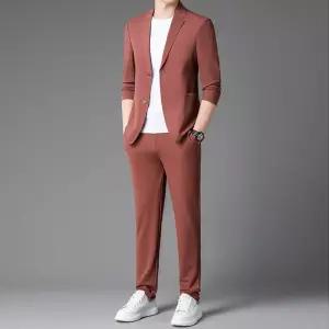 EAMT 남자 가을 봄 캐주얼 투피스 정장세트 슬림 정장 칼라 코트 30 YJ1