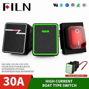 FILN 30A 12V 24V 110V 220V 로커 스위치 ON-OFF LED 방수 IP67 T85 토글 라이트 패널 30X22 자동차 4Pin