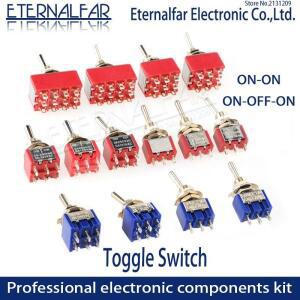 SPDT 6MM 리셋 래칭 토글 스위치 MTS-102 5A 6A 125V 3A 250 AC 미니 소형 3 6PIN ON-OFF-ON 로커 라이트