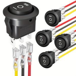 5개 12V 원형 로커 스위치 - 3위치 SPDT ONOffON 방수 6A250V AC 10A125V DC 와이어가  디자인 함