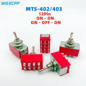 1PCS 12Pin 토글 스위치 빨간색 23 ON-ON DPDT 미니 소형 6A125V-2A250V AC MTS-402 푸시 버튼