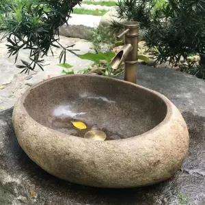 돌세면대 세면기 탑볼 라운드 빈티지 욕실 카페 인테리어