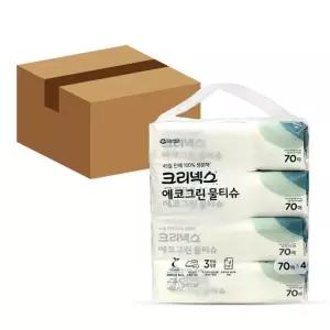 크리넥스 에코그린 저자극 생분해 물티슈 70매 24개입 민감피부 무향