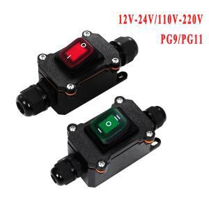 방수 야외 LED 로커 스위치 12V 24V 110V 220V DC AC 전원 인라인 코드 박스 PG9 PG11 커넥터 와이어 4-12