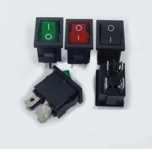 KCD1 파워 로커 보트 스위치 레드 그린 블랙 4 핀 4P 6A 250V 21x15mm 20 개로트