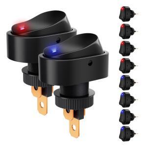 5PCS 토글 스위치 12v 30A 타원형 로커 3 핀 빨간색 파란색 LED 자동차 RV 해양 보트에 대 한 켜기 끄기