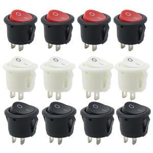6Pcs 20mm 직경 라운드 로커 스위치 블랙 미니 소형 화이트 레드 2 핀 ON-OFF KCD1-105