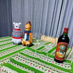 루돌프 크리스마스 테이블보 140x140 140x200 감성테이블보 크리스마스테이블보