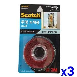 TBZ 투명 폼 양면테이프 18mmx2m x3개 접착용테이프
