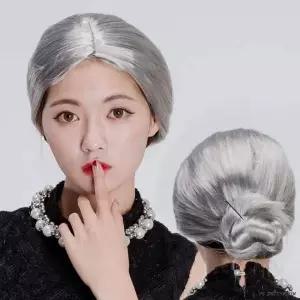 할머니가발 실버 분장용 파티 가발