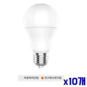 친절한탄씨 bns 주광색 LED 백열전구 10W x10개 전구타입 전구형 사무실조명 사진조명 전구램프
