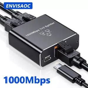 기가비트 이더넷 스위치 Rj45 분배기 LAN 확장 어댑터 1000Mbps 네트워크 커넥터 1to2 PC 노트북 TV 박스