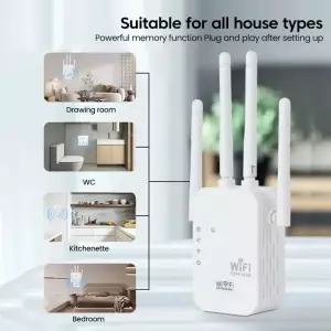 WALRAM 300M 무선 WiFi 리피터 익스텐더 장거리 신호 부스터 네트워크 인터넷 EU