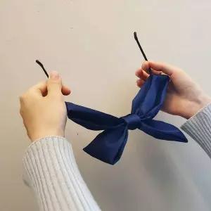 스타일링 네이비 머리띠 헤어 왕리본