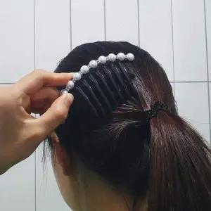 헤어빗핀 일자형 큐빅펄 빗핀 올림머리