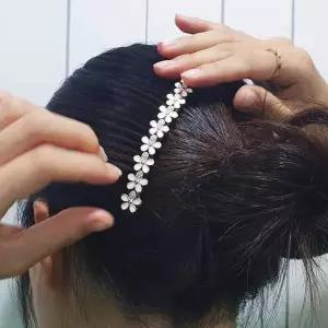 헤어빗핀 빗핀 올림머리 플라워 클립형 화이트