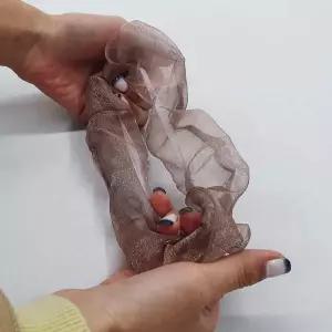 곱창머리끈 쉬폰 실크 로즈골드 스크런치