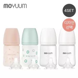 모윰 [두둥맘] 실리콘코팅 노꼭지 유리젖병 150ml 4팩+젖꼭지 4ea) - 디자인 선택
