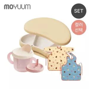 모윰 [두둥맘] 3구 스타터 디바이더 흡착식판 + 올실리콘 양손 유아컵 + 이유식 가운