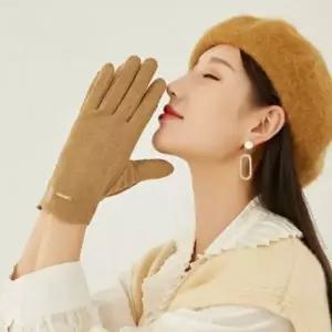 [하프클럽/]터치 장갑 스마트폰 겨울 여성 벨벳 심플 플립형 카키