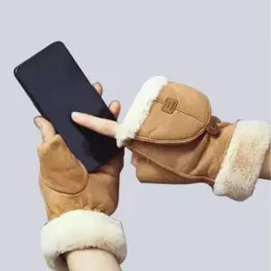 [하프클럽/]반장갑 여자 겨울 털 보온 오픈 소프트 캐주얼