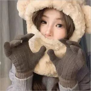 [하프클럽/]니트장갑 데일리 여자 기모안감 스마트터치 장갑 방한