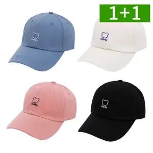 오엠티 1+1 곰돌이 자수 볼캡 야구모자 여성 남성 면 빅사이즈 대두 캡모자