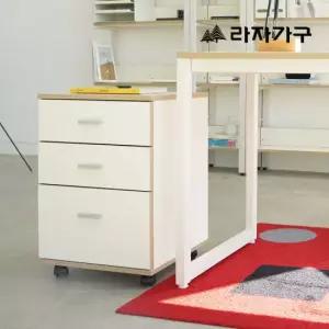 라자가구 플레인 트롤리 책상보조 이동식 3단 서랍