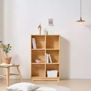 F2314 고무나무 3단 6칸 책장 1color