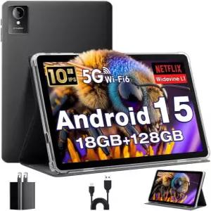 10인치 태블릿 안드로이드 15 옥타코어 18GB(6+12)RAM+128GB ROM+1TB 확장 1280x800 IPS 디스플레이 GPS