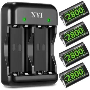 Xbox 시리즈 S/X 및 S/X/Elite용 NYI 6720mWh 충전식 배터리 키트 - 고속 충전기 포함 4배 고출력 NI-MH