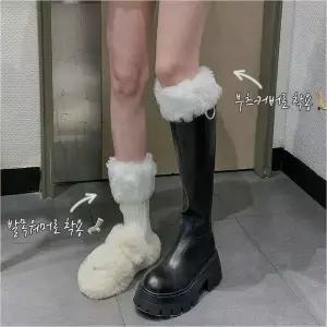 [하프클럽/]퍼 발목토시 방한 여자 레그워머 레이어드 부츠