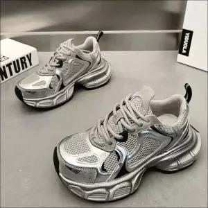 [하프클럽/]스니커즈 패션 운동화 키높이 여자 어글리슈즈 실버