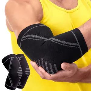 테니스 및 골퍼의 팔꿈치 를 위한 PhysFlex 보호대 2팩 - 역도 운동 피트니스 관절염 두드러기를 압박