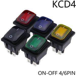30x22 헤비 듀티 방수 로커 스위치 12V 빨간색 LED 220V 조명 16A 250VAC KCD4-201 DPST 4핀